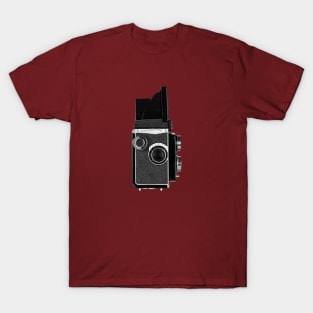 Vintage 1960s Twin Lens Camera Side View - Open Hood T-Shirt